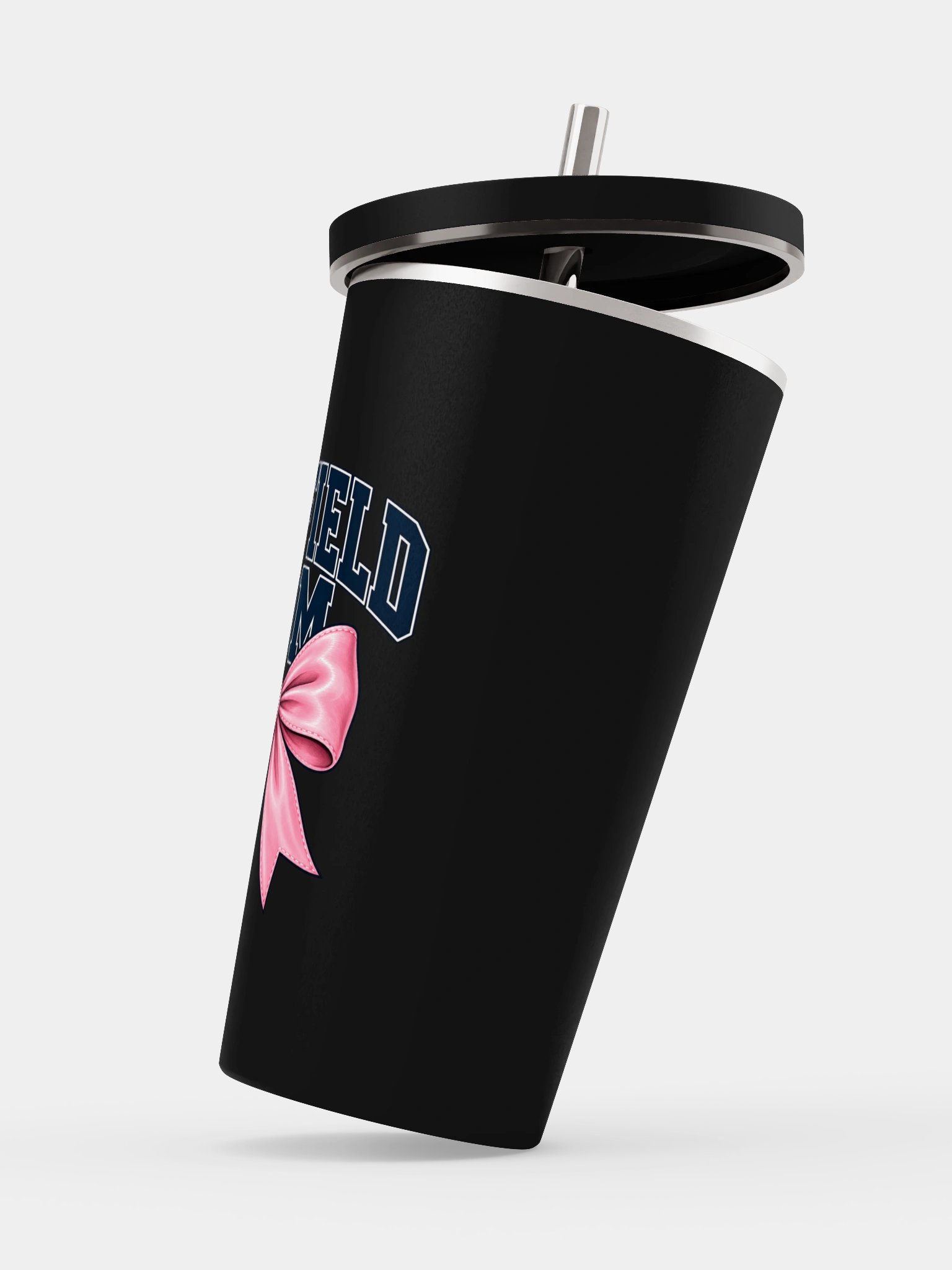 Varsity Ballfield Mom Pink Bow Tumbler | Cup with Straw product image (3)