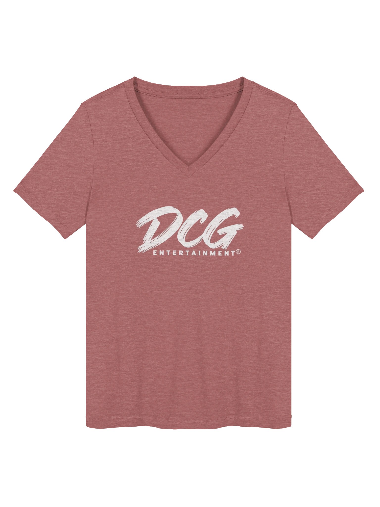 DCG Signature Women’s Relaxed V-Neck T-Shirt – White Logo - Heather Mauver product image (1)
