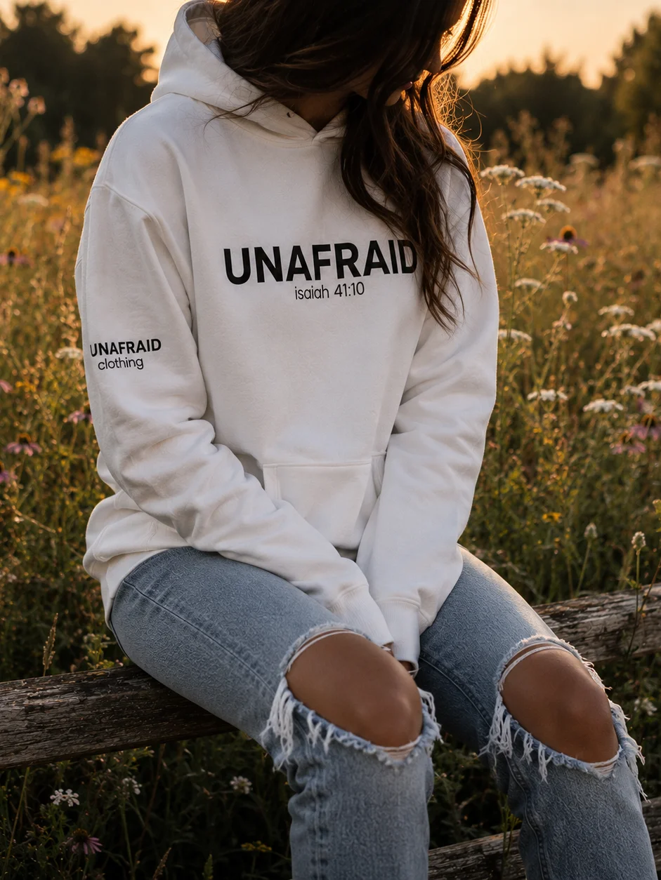 UNAFRAID White OG Hoodie product image (2)
