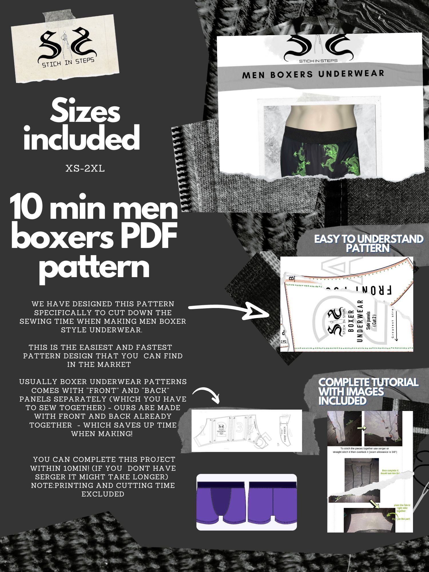 15 min Ultimate Men’s Boxer Shorts - Sewing Pattern product image (9)