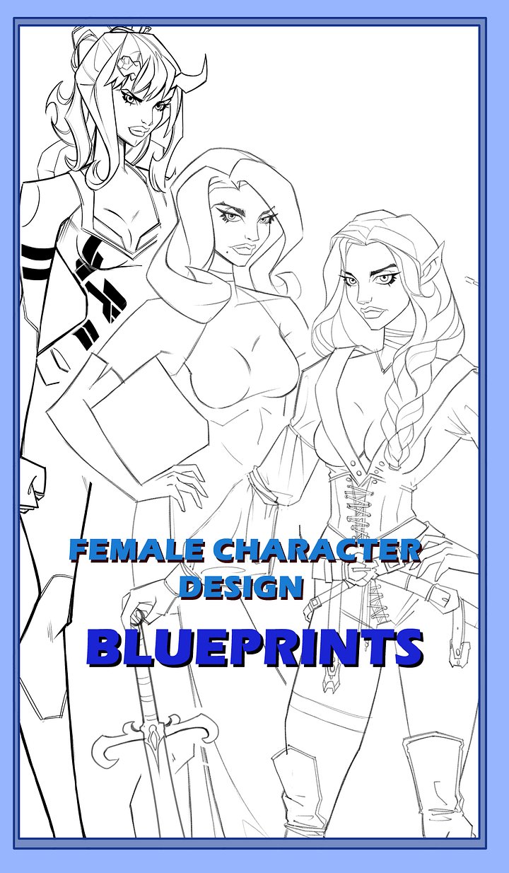 Female character design Blue Print Digital and PSD product image (1)