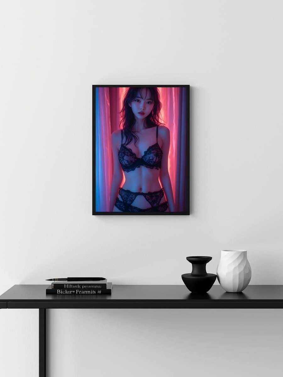 Black Lace Lingerie Neon Glow – Glossy 8x10 Metal Print product image (3)