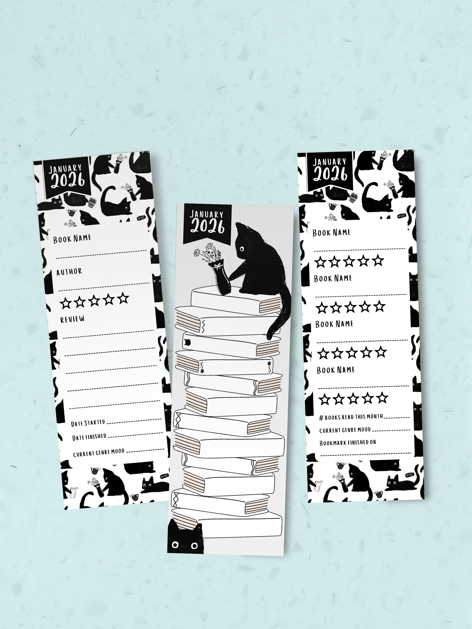 2026 Printable Reading Journal Bookmarks - Cat Themed product image (12)