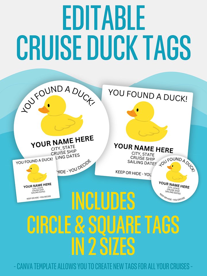 Editable Cruise Duck Tags - Circles & Squares product image (1)
