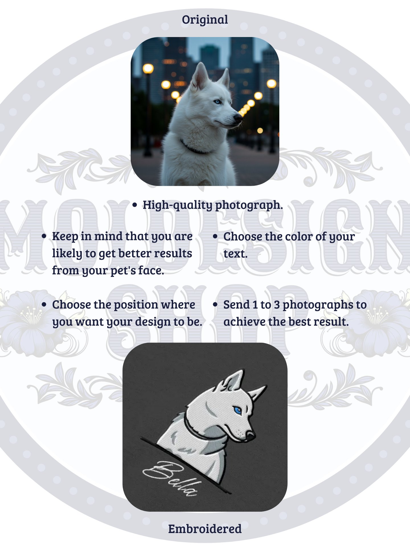YOUR SIBERIAN HUSKY! / SWEATSHIRT WITH PERSONALIZED NAME / EMBROIDERED product image (4)
