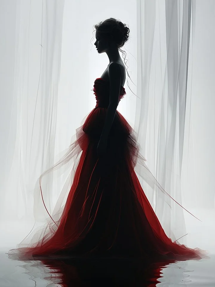 Elegant Red Dress Silhouette Poster product image (1)
