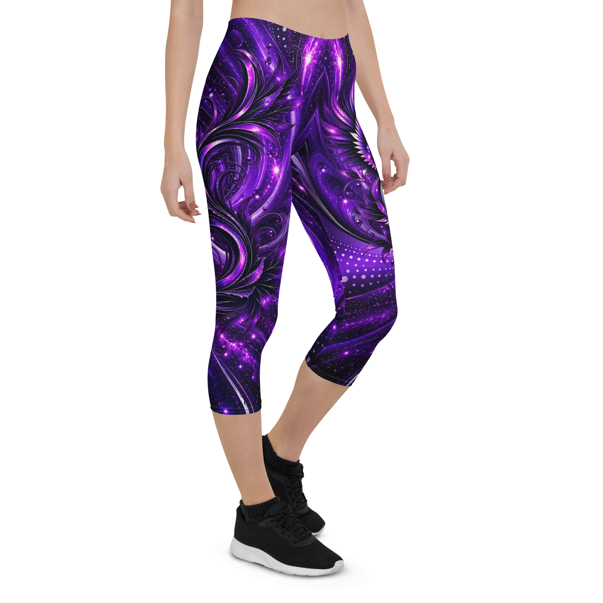 Cosmic Purple Abstract Capri Leggings product image (7)