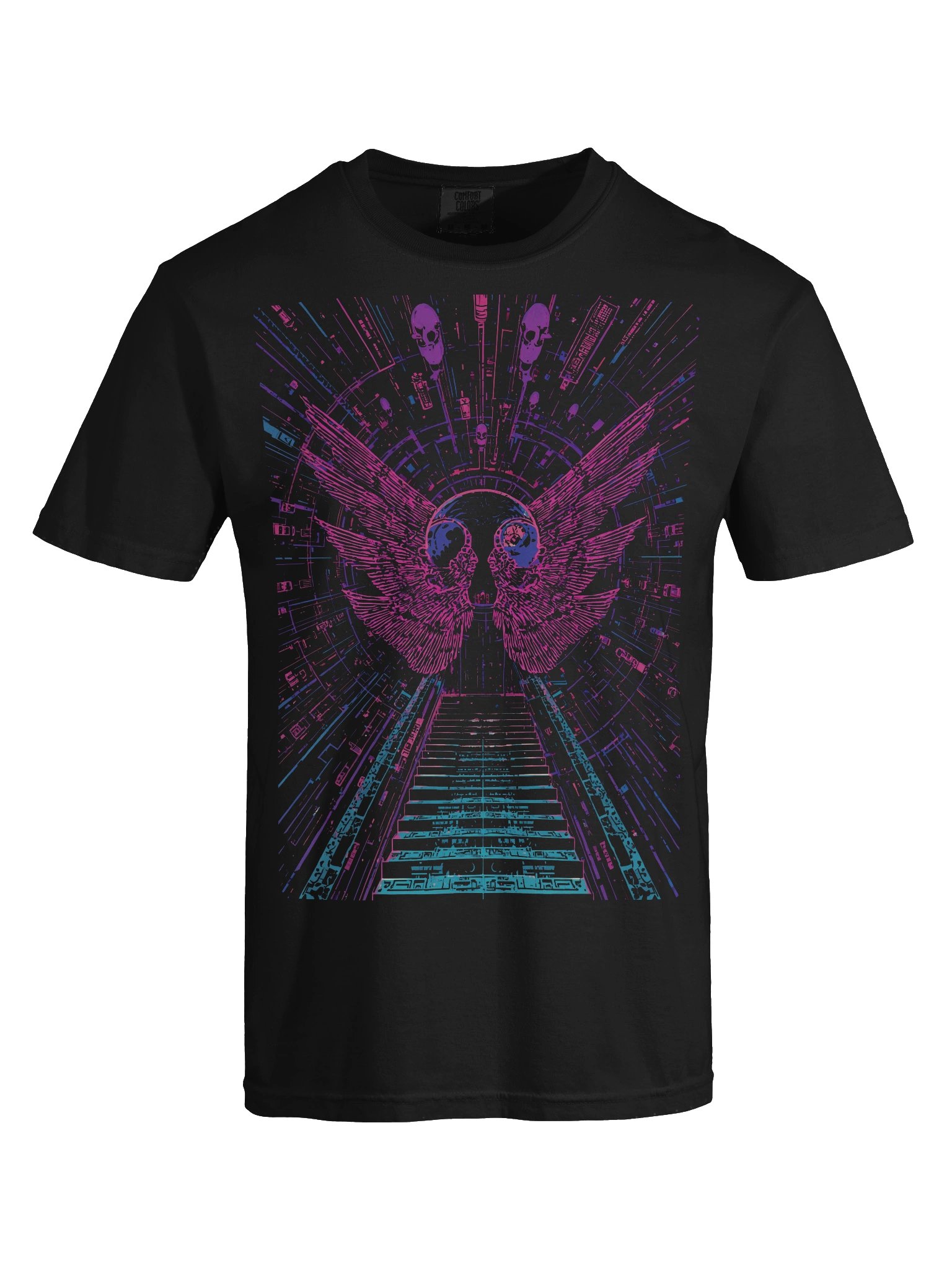 Neon Winged Skull Stairway Heavyweight T-Shirt product image (2)