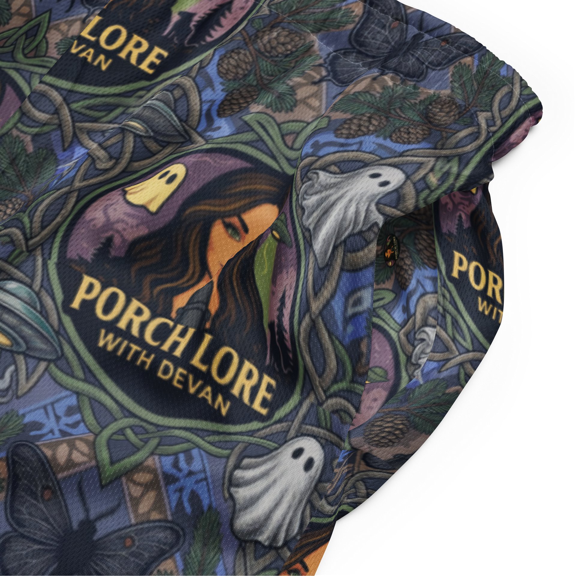 PORCH LORE DEVAN PERIWINKLE MOTH UNISEX SHORTS product image (5)