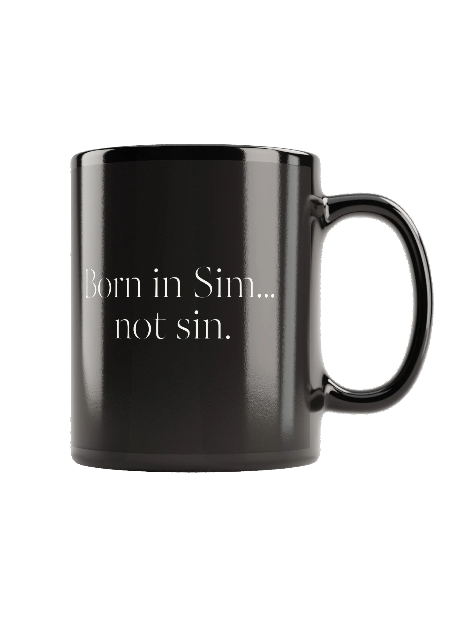 Born in Sim // Black Glossy Mug product image