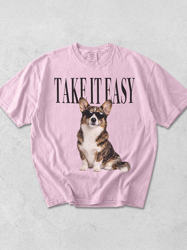 Take It Easy '90s Pop Vintage-Style T-Shirt for Cardigan Welsh Corgi(Brindle) Owners product image (1)