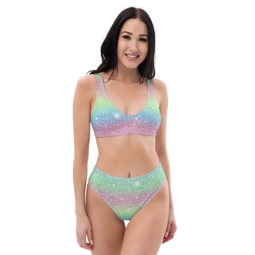 Glitter Unicorn Texture Design High Waisted Bikini (9) product image (5)