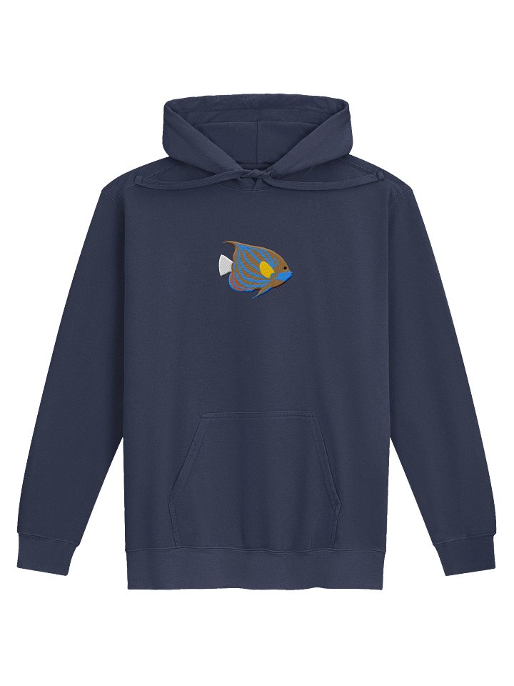 Blue Ring Angelfish Premium Hooded Sweatshirt (Embroidered) for Reef and Marine Aquarium Lovers product image (1)