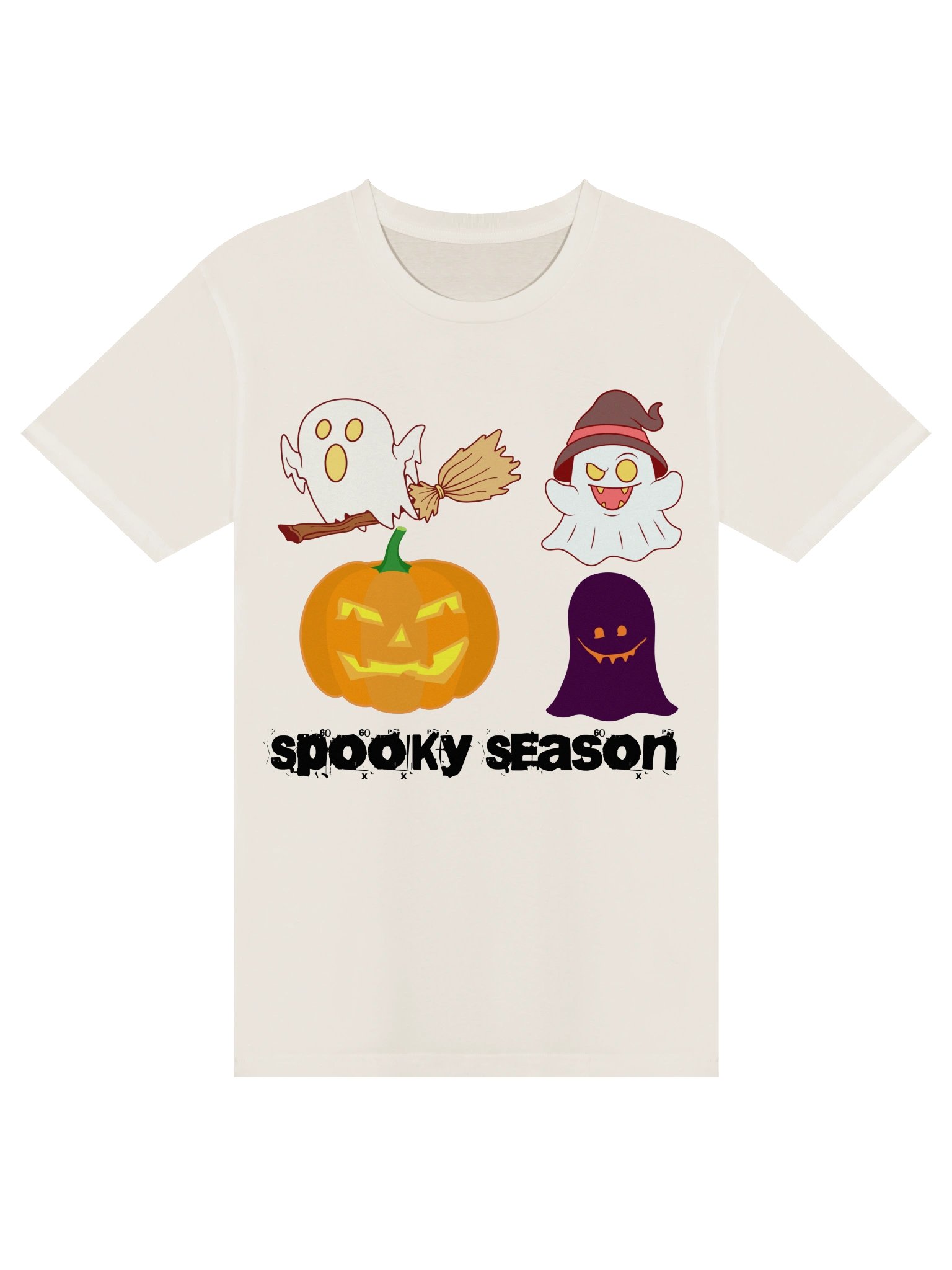 Spooky Season Halloween Unisex T-Shirt – Cute Ghosts & Jack-o’-Lantern Graphic product image (1)