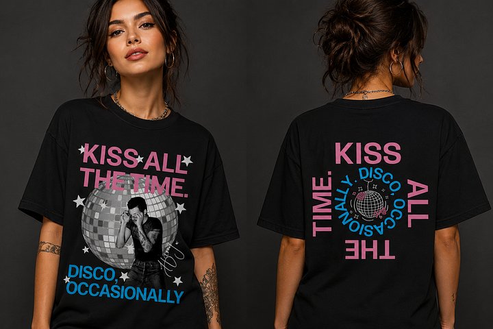 Retro Harry Styles Kiss All The Time Disco Occasionally Front Back T-Shirt product image (1)