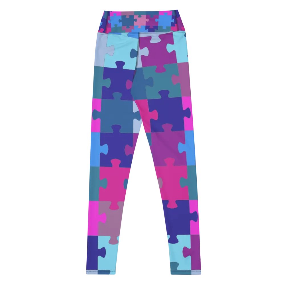Multi-Colored Geometric Puzzle Pattern Yoga Leggings product image (9)