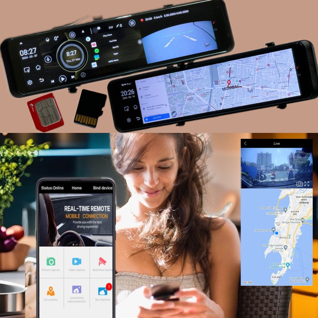 SRS ABSOLUTE 8GB RAM 4G Smart Dash Cam Android14 ADAS Wireless CarPlay GPS 24x7 Remote Audio-Video Monitor Multi-Task | 1TB MicroSD Support | Maps-Apps Support | Steering Control |Split Screen product image (5)