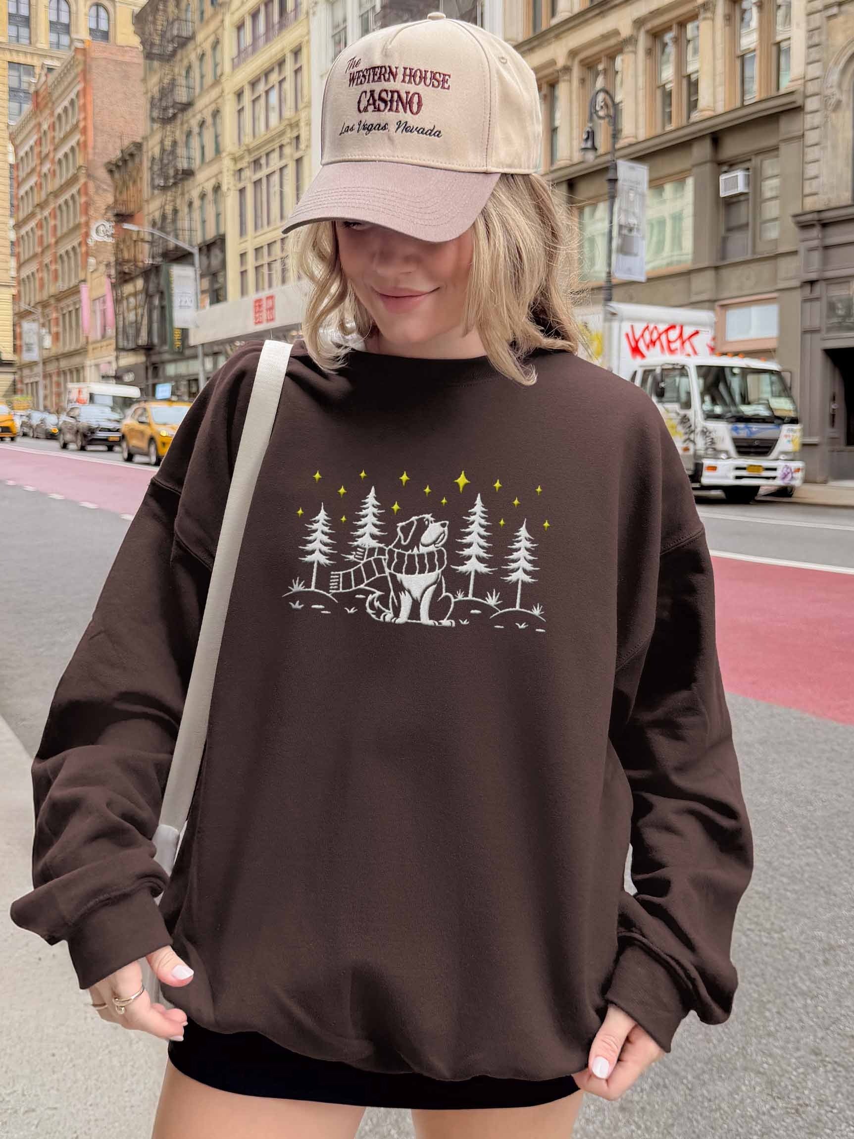 Bernese Mountain Dog Winter/Christmas Line Art Design Embroidered Sweatshirt product image (2)