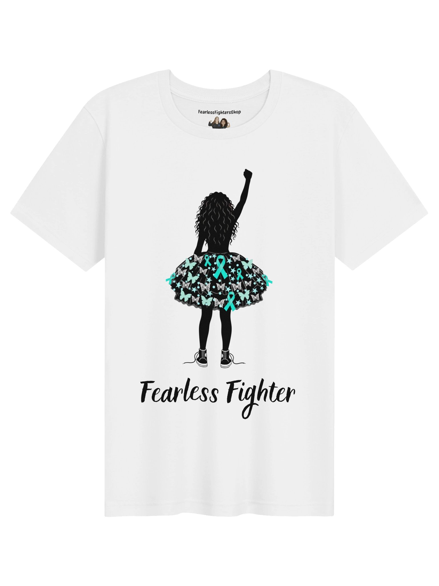 Ovarian Cancer - Fearless Fighter Unisex T-Shirt [white] product image (1)