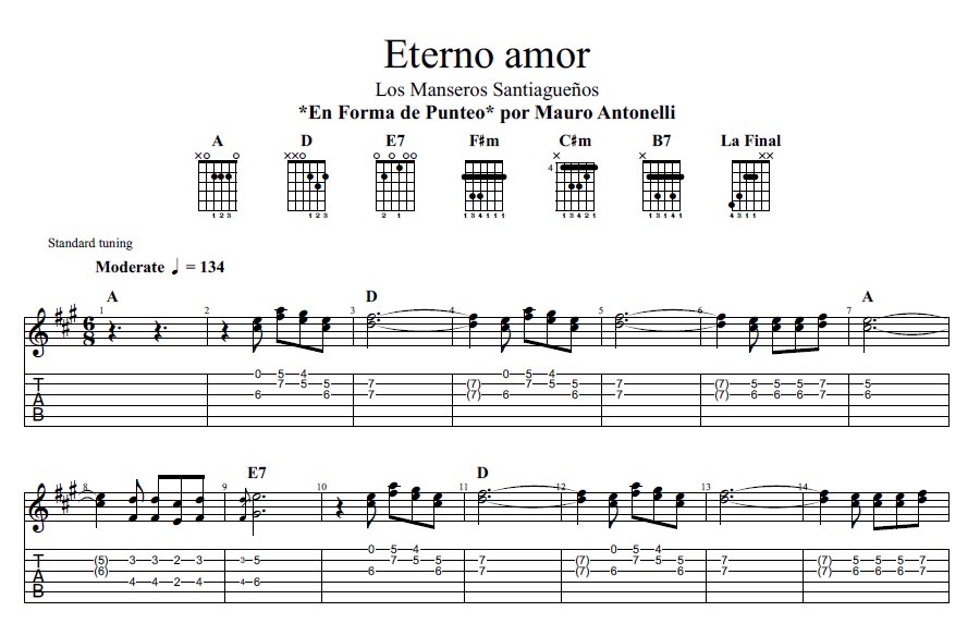 Eterno amor - Partitura + Tabs + Acordes + Pista product image (1)