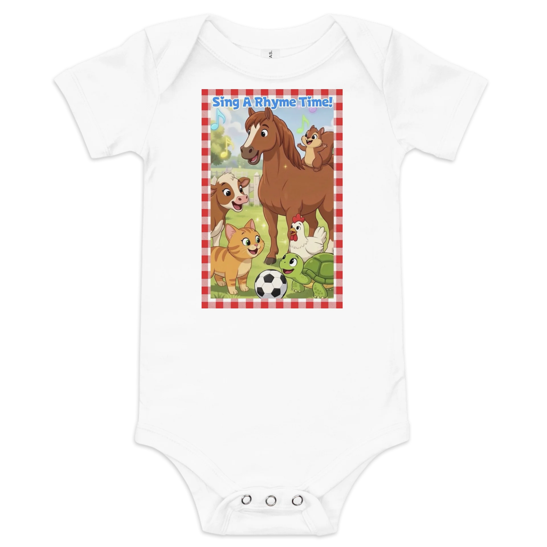Cute Soccer Farm Animals Baby Onesie product image (1)