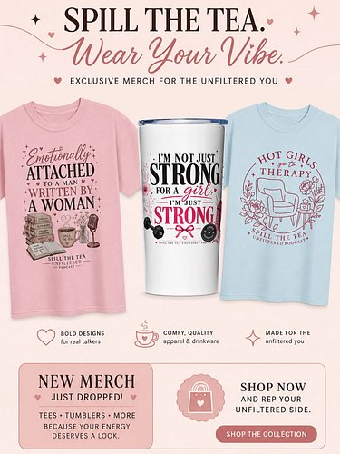 ✨ NEW MERCH JUST DROPPED! ✨

Your favorite podcast merch is officially waiting for you! ☕🎙️💖

From book-lover tees and empowe...