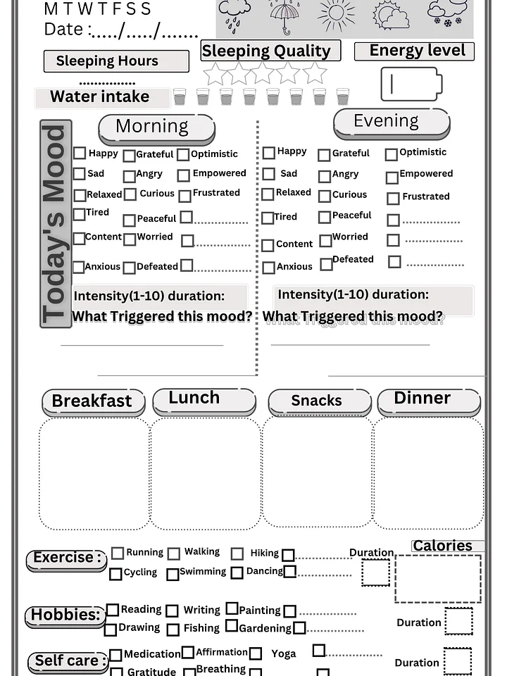 "Mood Tracker Journal" "My Daily Mood Log" "Emotions Journal: A Daily Mood Tracker" product image (1)