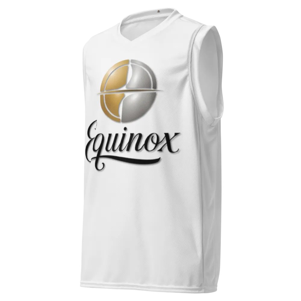 Equinox Recycled Unisex Basketball Jersey - White with Gold & Silver Logo product image (1)
