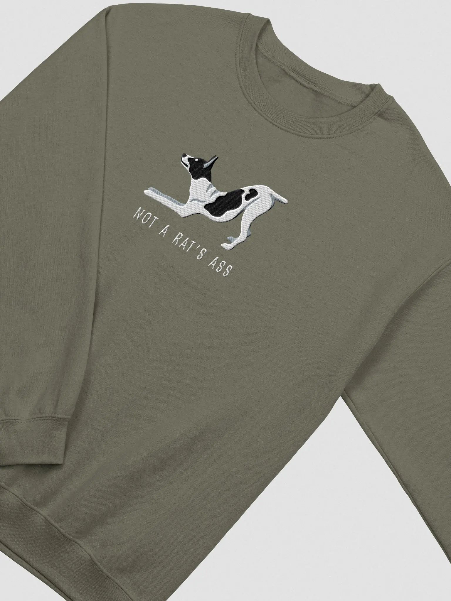 Not a Rat's Ass Sweatshirt (Embroidered) of a Rat Terrier(Black & White) product image (6)