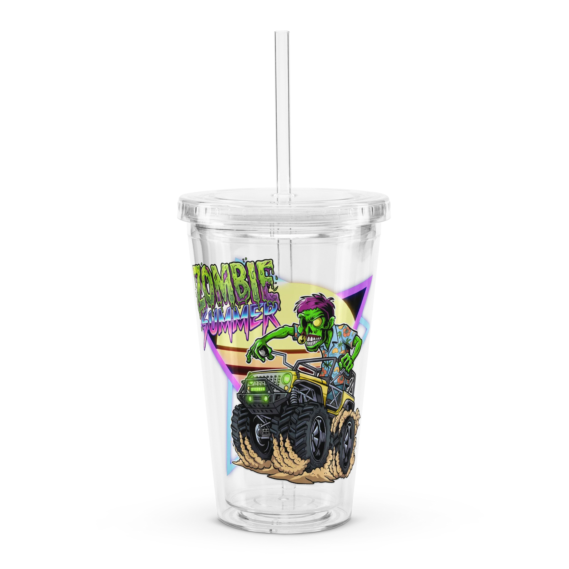 Double Wall Clear Plastic Tumbler (16 oz) : ZOMBIE SUMMER product image (1)