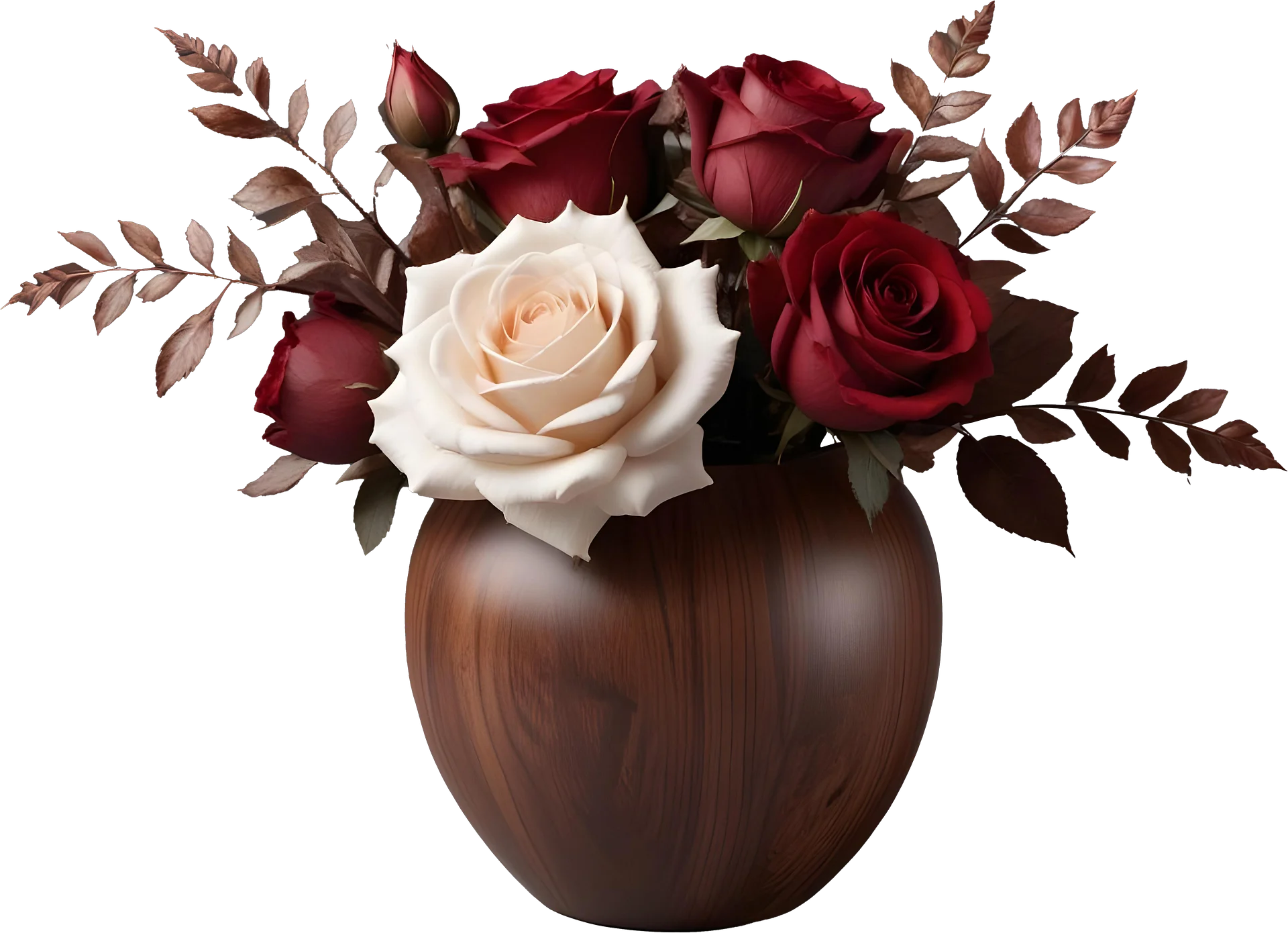 Autumn Romance – Mahogany Rose Vase PNG product image (1)