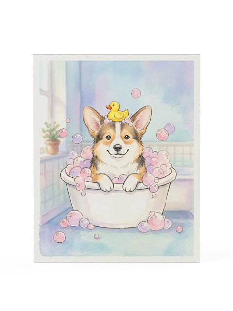Bubble Bath Corgi Poster