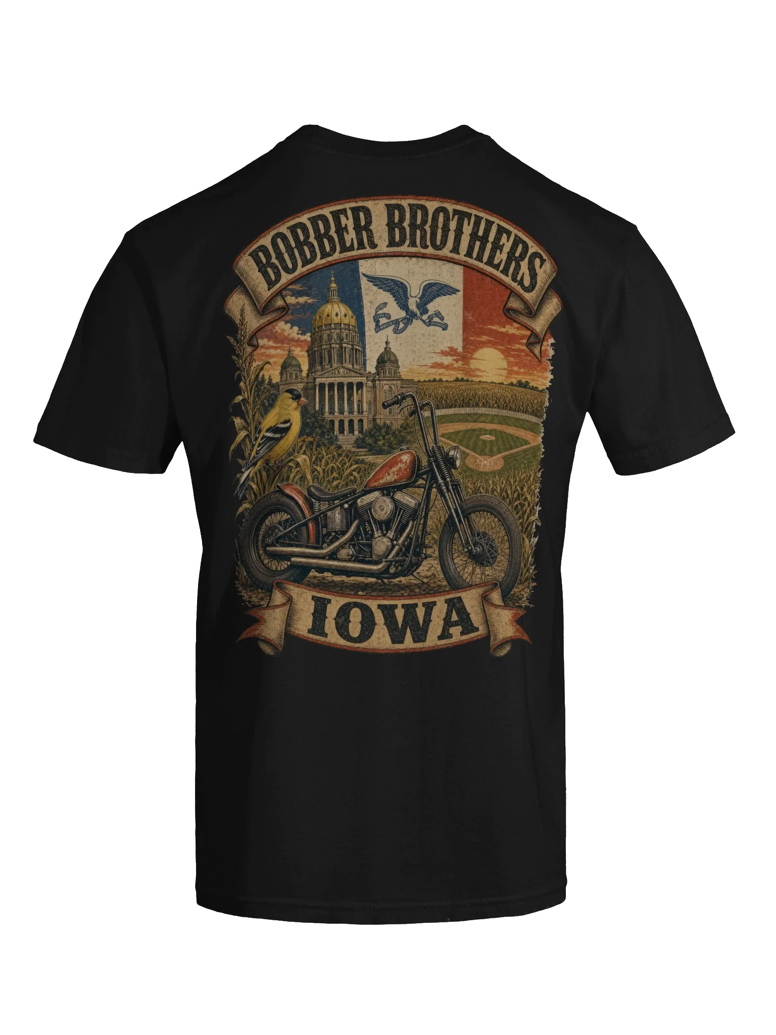Iowa motorcycle t-shirt design by Bobber Brothers