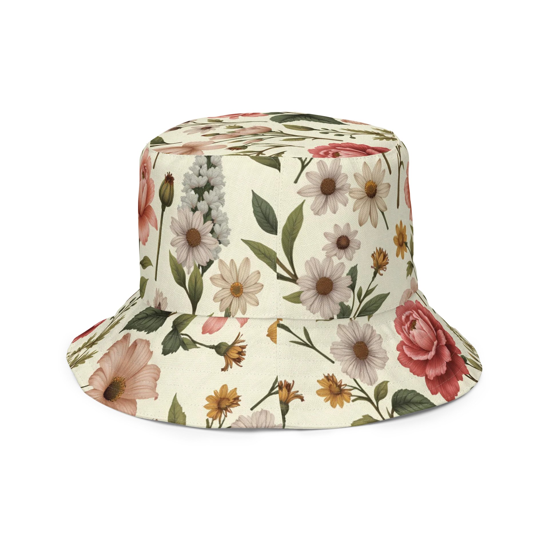 Vintage Romance Reversible Floral Bucket Hat – Rose & Peach Interior product image (5)