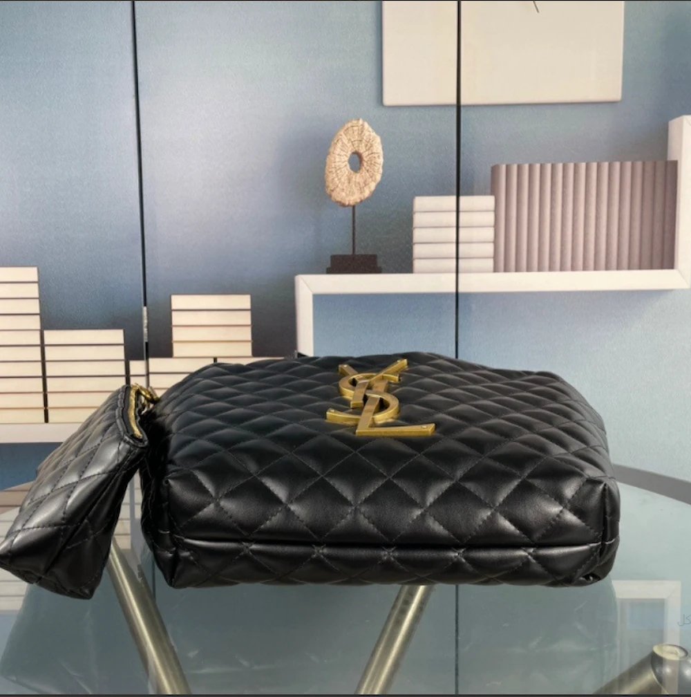 إيف سان لوران (YSL) - حقيبة يد نسائية تصميم جلد مبطن فاخر بحجم كبير مع محفظة مرفقة - لون أسود (درجة أولى هاي كوالتي) product image (12)