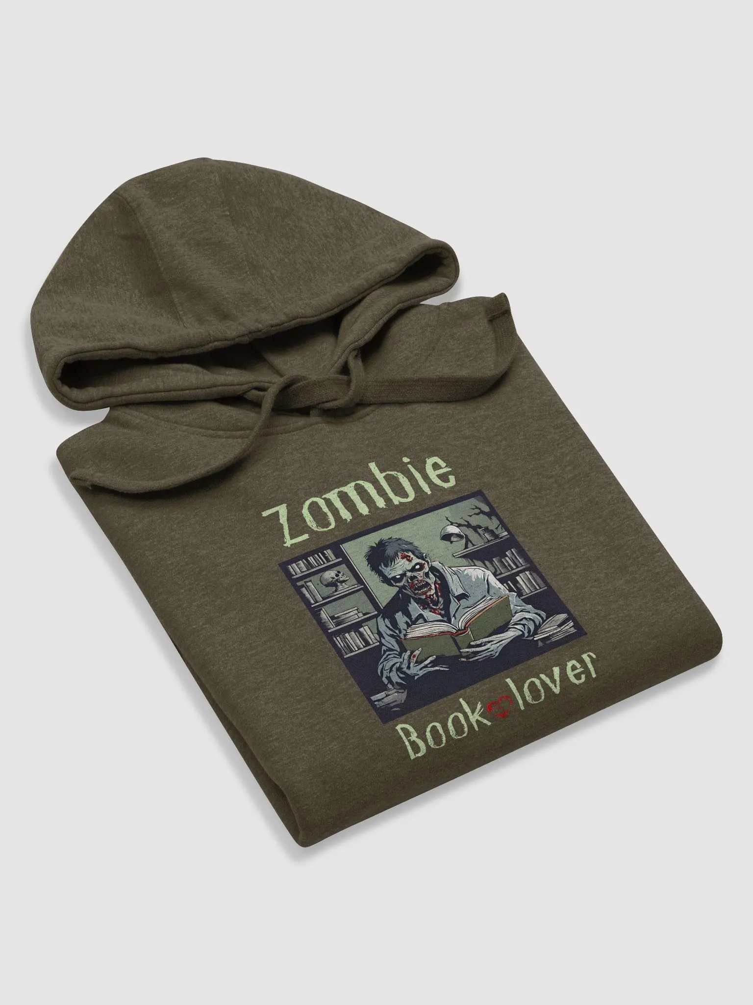 Zombie Book Lover - Military Green Unisex Hoodie product image (5)
