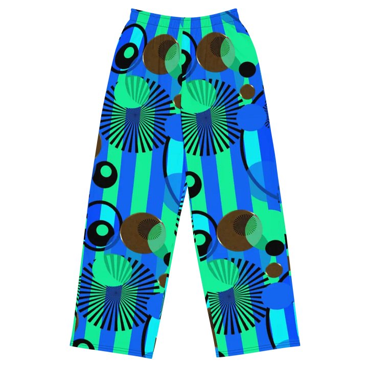 Green Blue Stripes Dots Wideleg Pants product image (2)