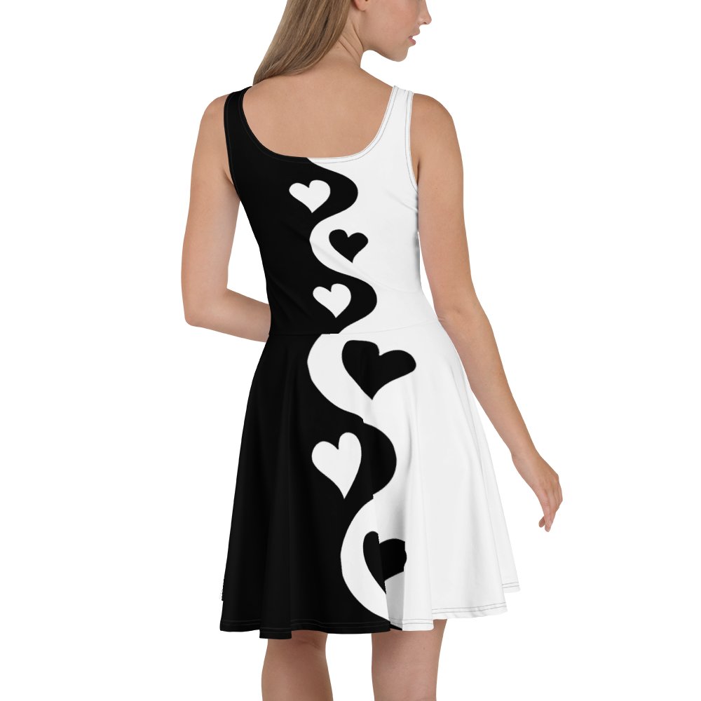 Split Half and Half Hearts Dress | Black and White product image (3)