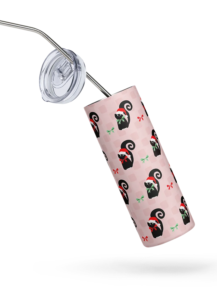 Christmas Kitties in a Row 20 oz Stainless Steel Tumbler with Straw - Pink product image (2)