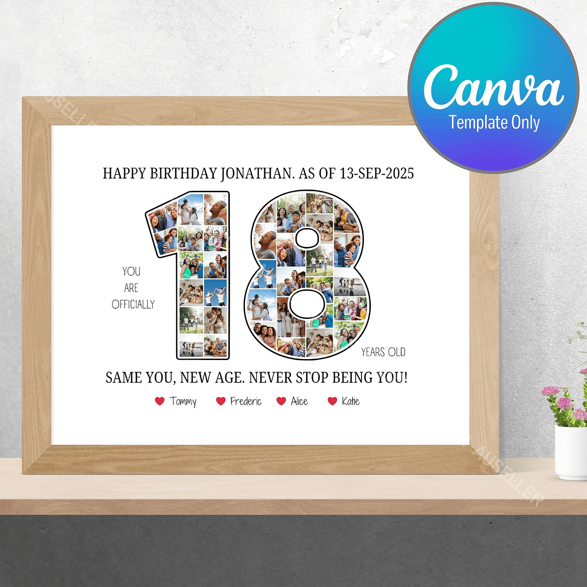 18th Birthday Photo Collage Poster - Canva Template | auseller