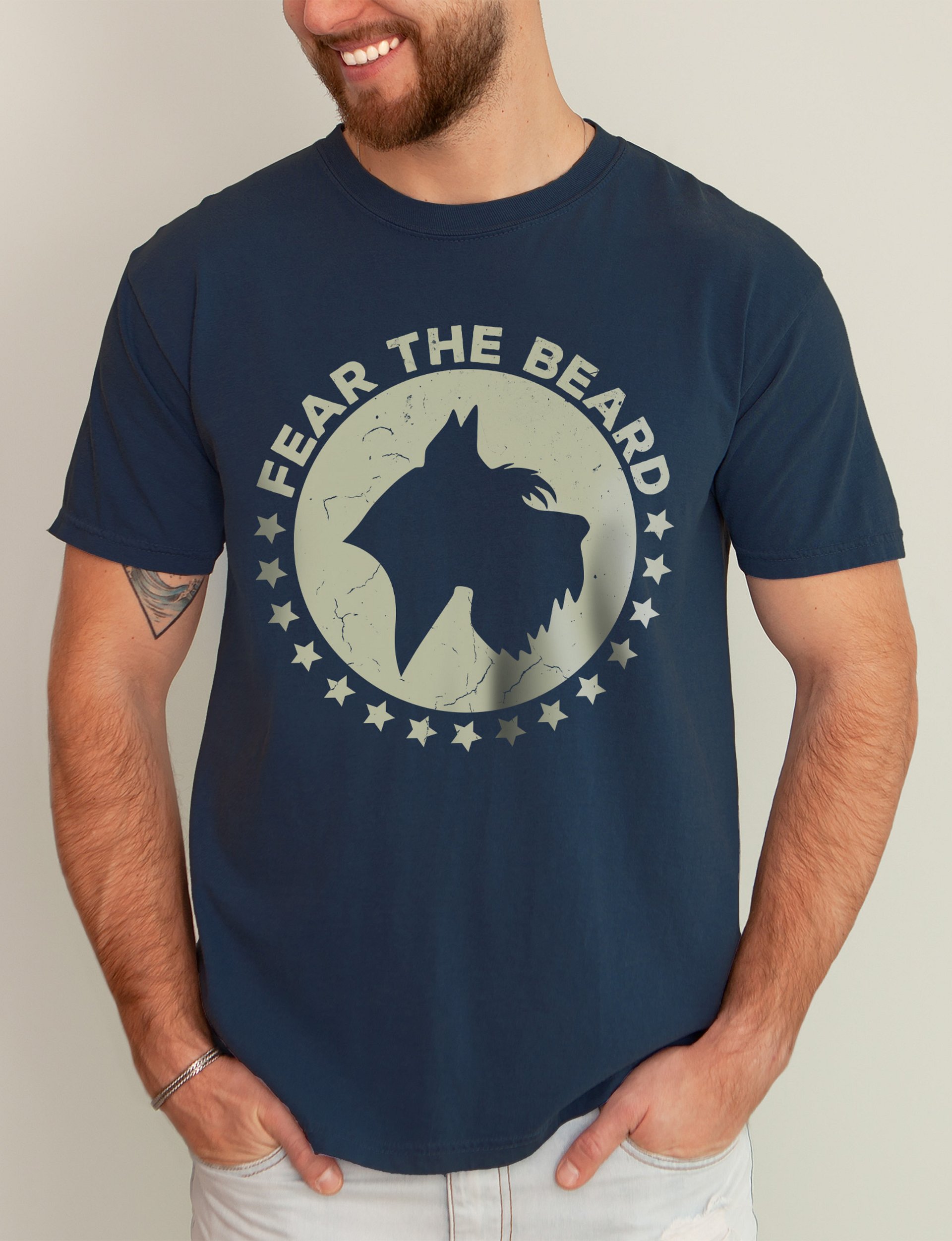 Fear the Beard Tee (Cream) | Retro-Style T-Shirt for Schnauzer Dog Owners product image (2)