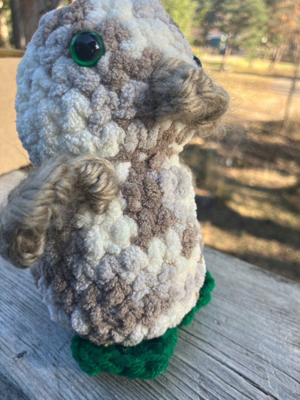 Hand-Crocheted Standing Bird - Earthy Variegated Browns & Beige product image (2)