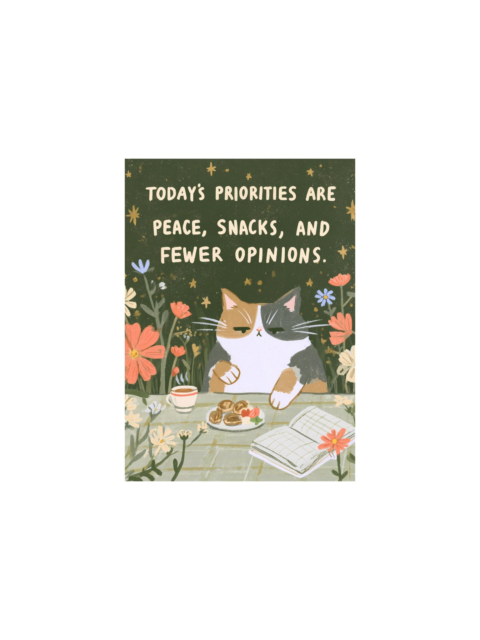 Peace, Snacks & Fewer Opinions Cat Poster product image (2)