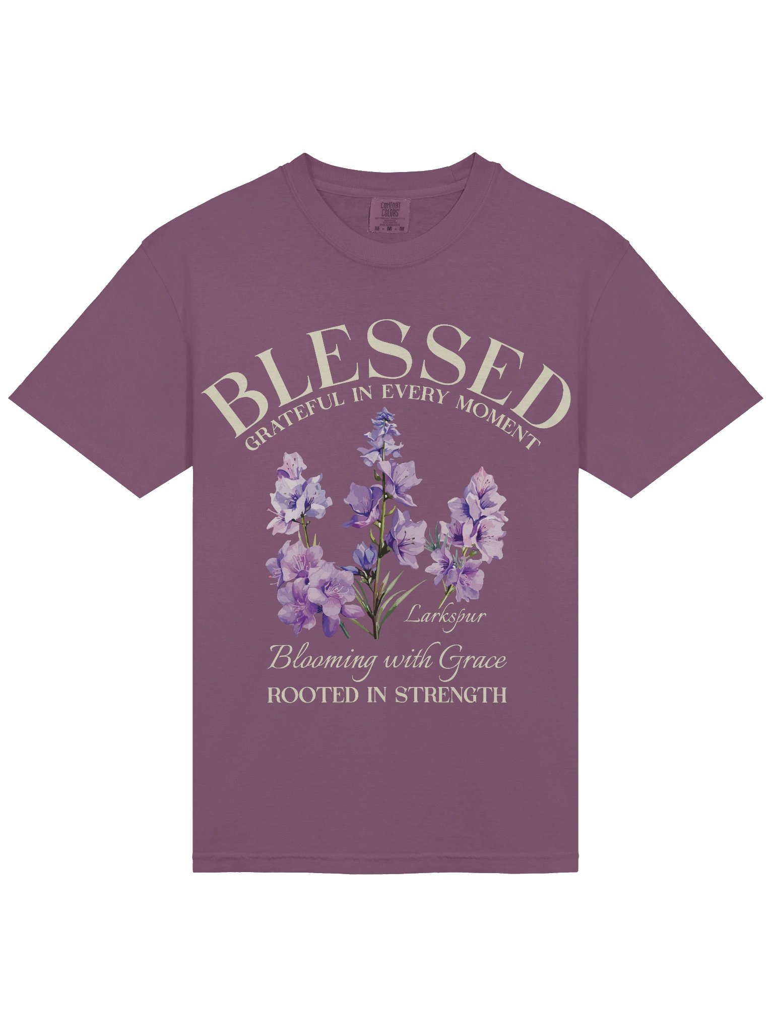 Blessed Larkspur Flower Shirt – July Birth Flower Blooming with Grace Graphic Tee product image (7)