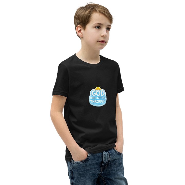 God Brought Me Through Youth T-Shirt – Black & Gold Edition product image (2)