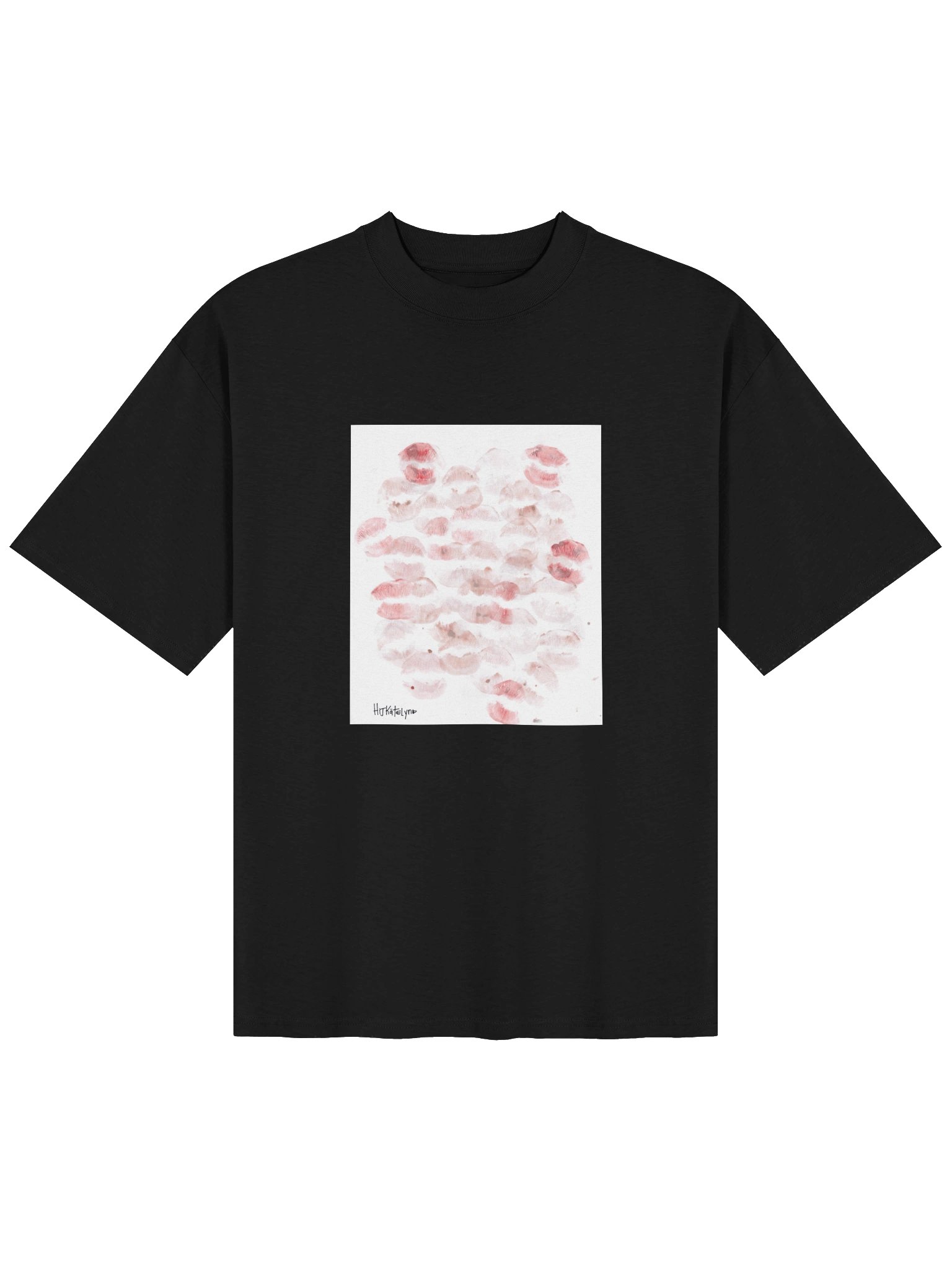 Hijkatelyn Real Kiss Mark Scatter Oversized Tee (Black) product image (1)