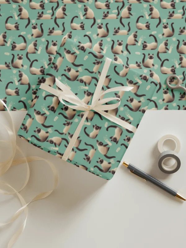 Bad Siamese Cats Knocking Stuff Over Wrapping Paper, 3 Pack product image (1)