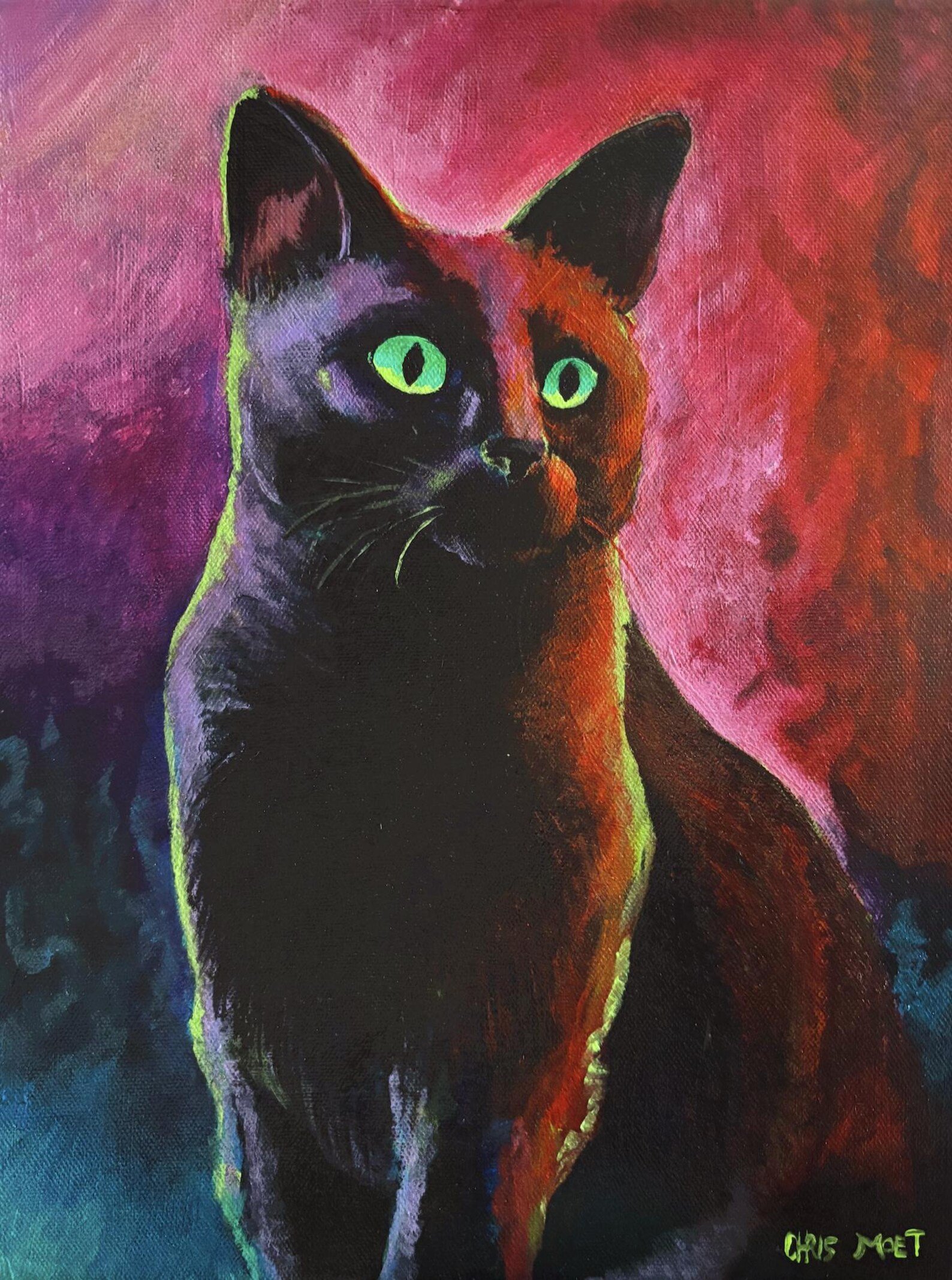 Black Cat Acrylic Painting on Canvas (Canada Only) product image (1)