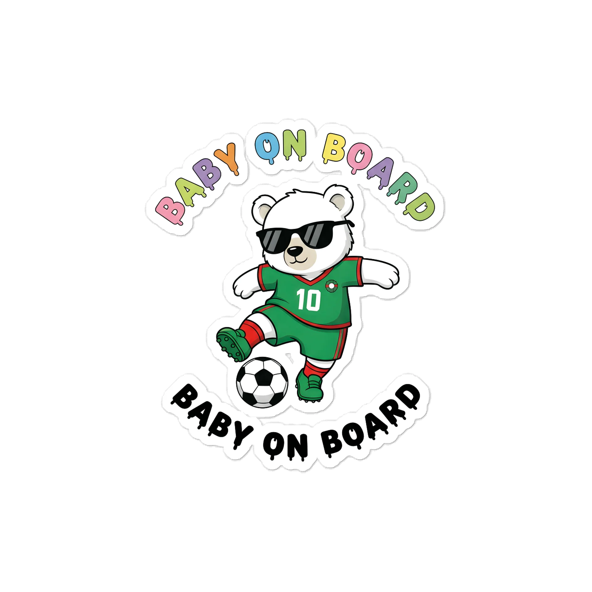 Funny Bear Soccer Baby on Board Sticker - 5x5 Weatherproof Vinyl Car Decal - Cute Bear Soccer Mom and Soccer Dad Gift product image (1)