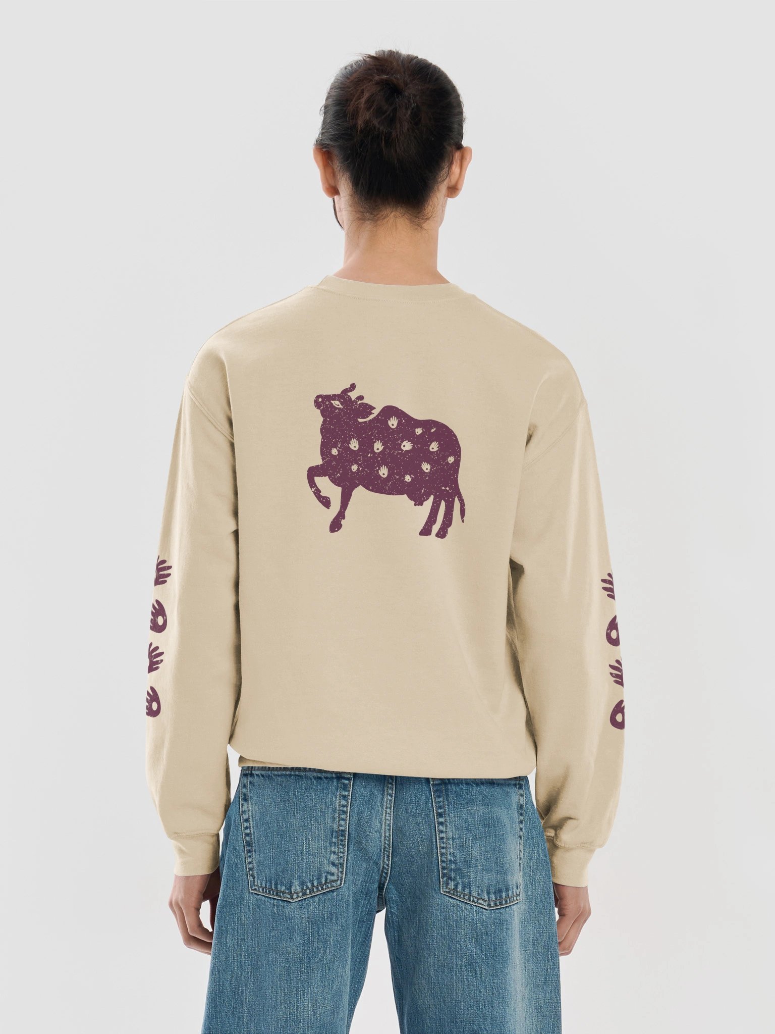 pichwai surabhi cow sweatshirt - maroon artwork product image (14)